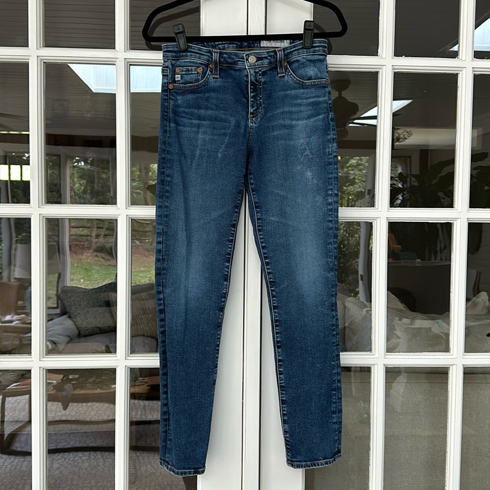 AG jeans, size 28, medium blue ankle length. No distressing.